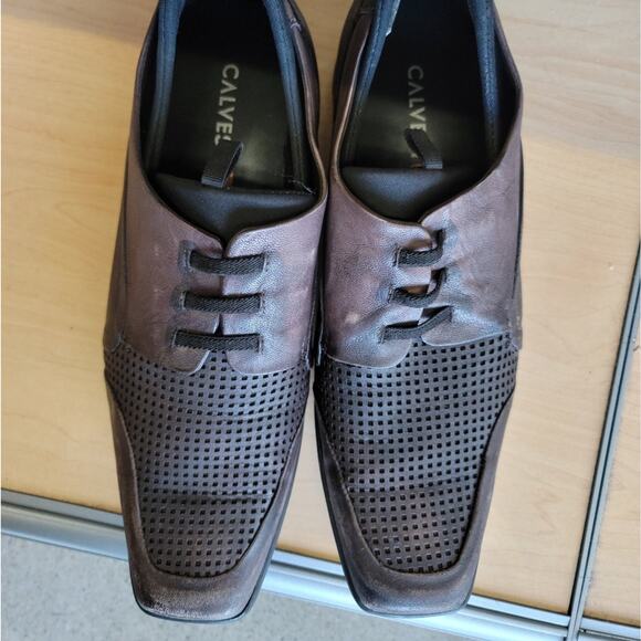 CALVEST Brown 360° Social Texture Leather Oxford Shoe Perforated Business Casual main image 11